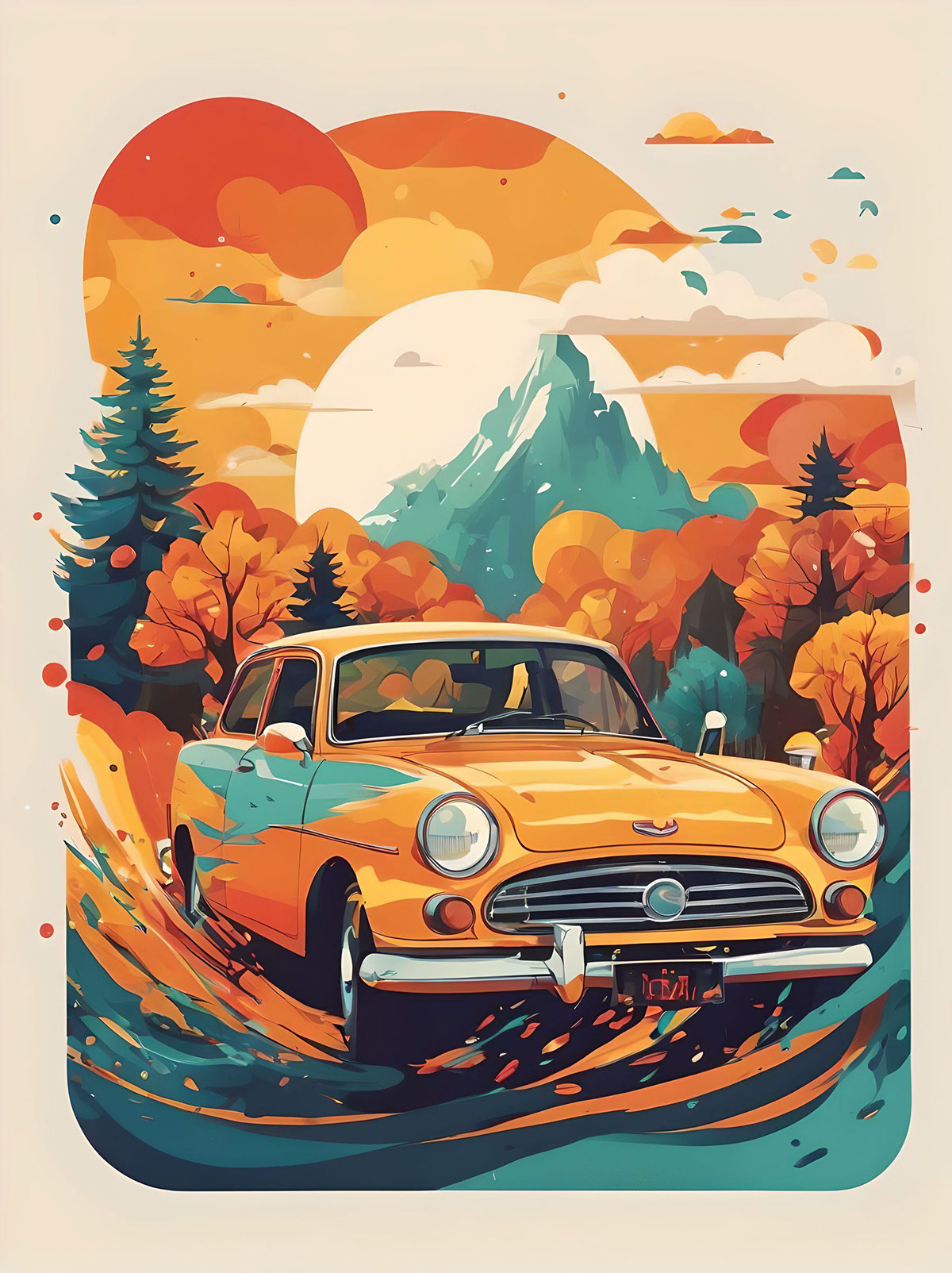 Escape to the mountains poster art rendition image