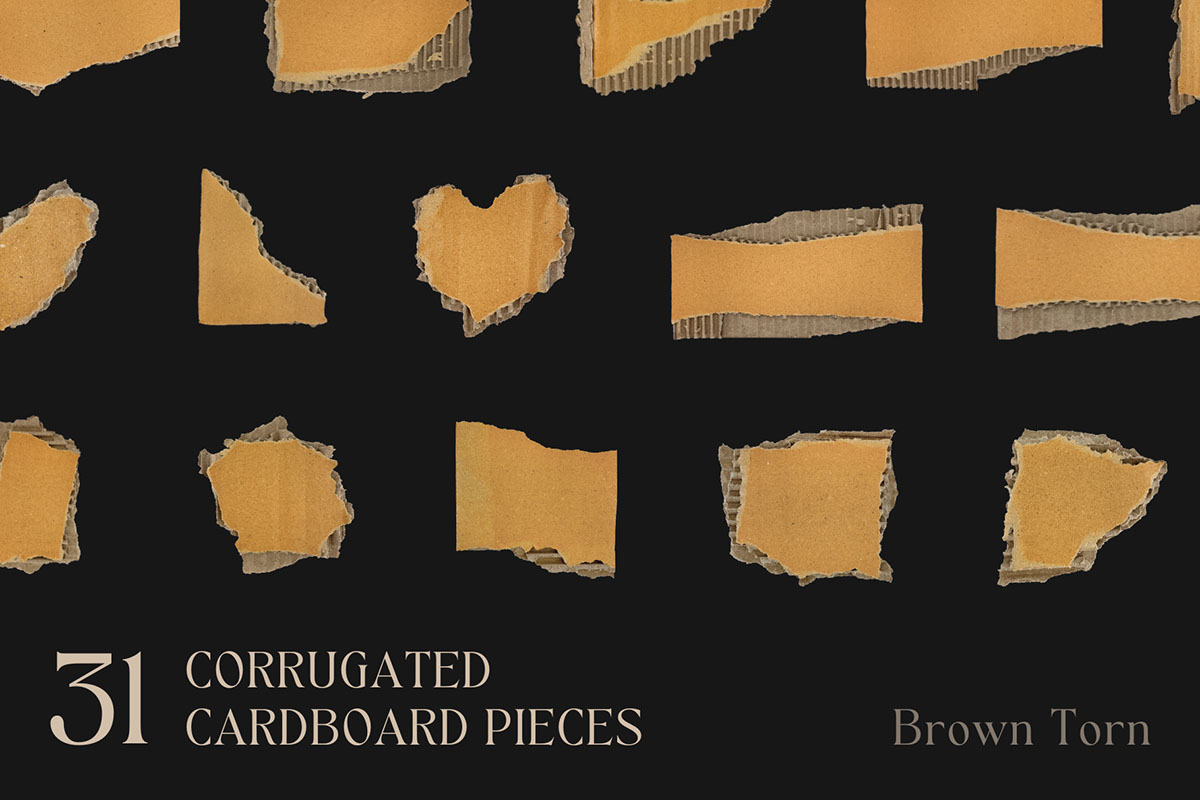 31 Brown Torn Corrugated Cardboards rendition image