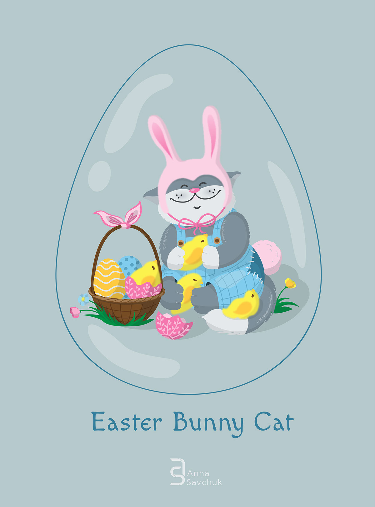 happy easter bunny cat rendition image