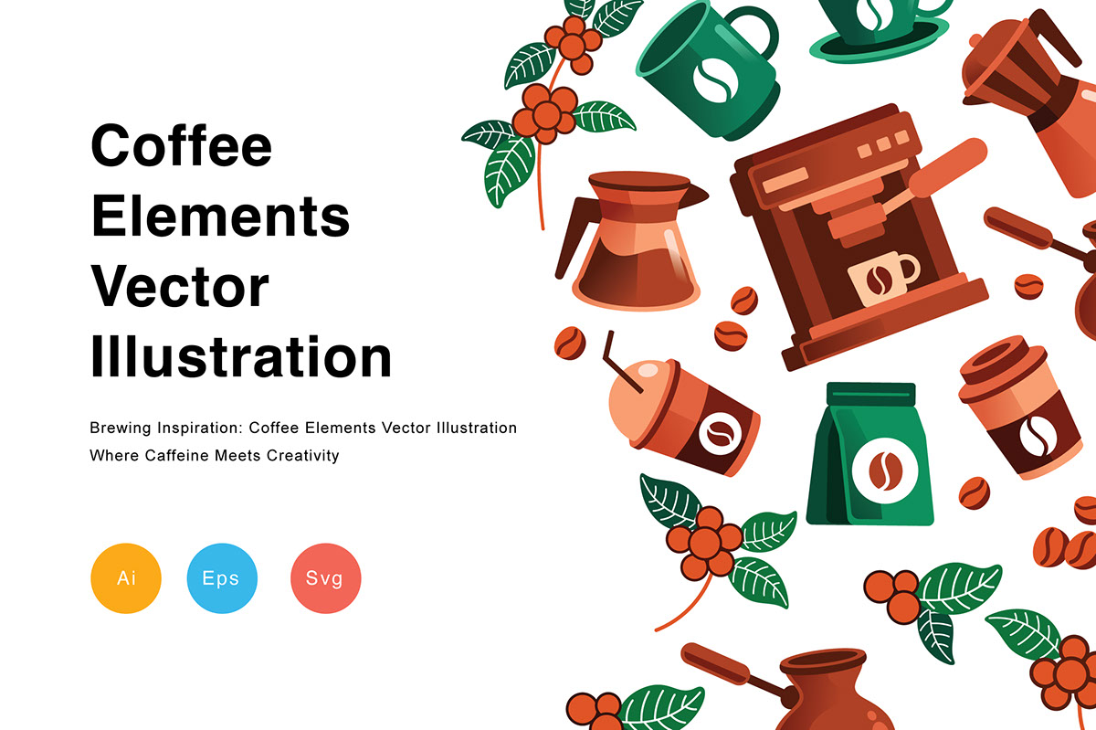 Coffee Elements Vector Illustration rendition image