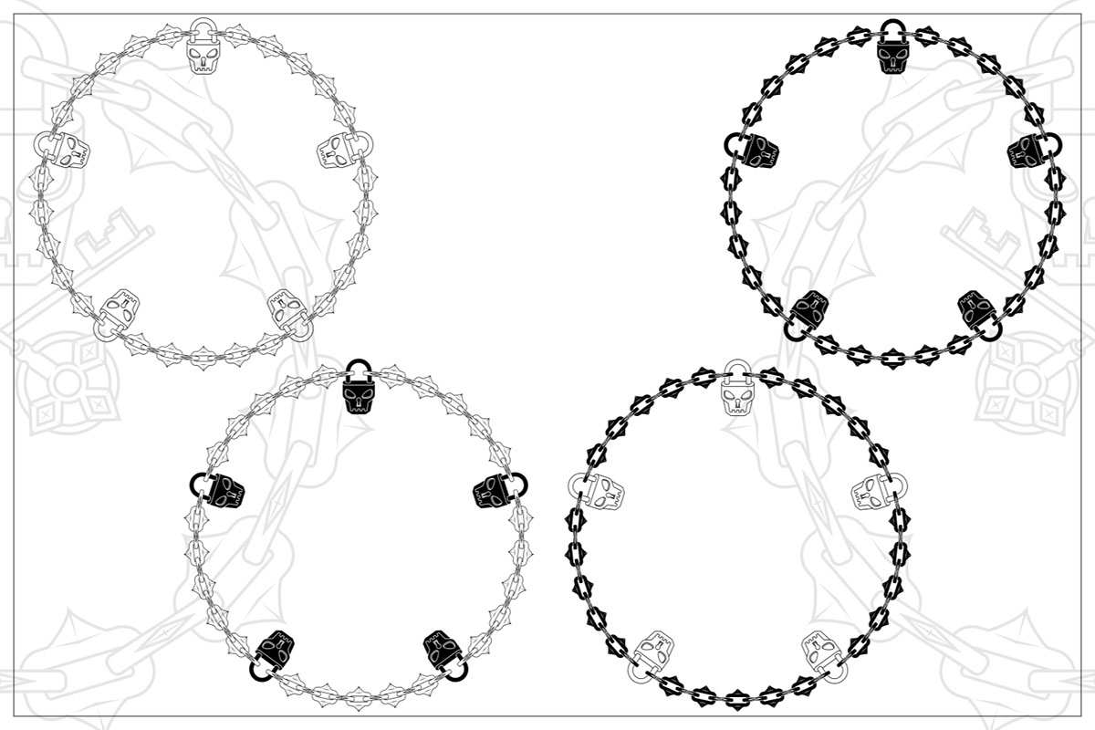 Vector Design Skull Shaped Padlock Keys Chains rendition image