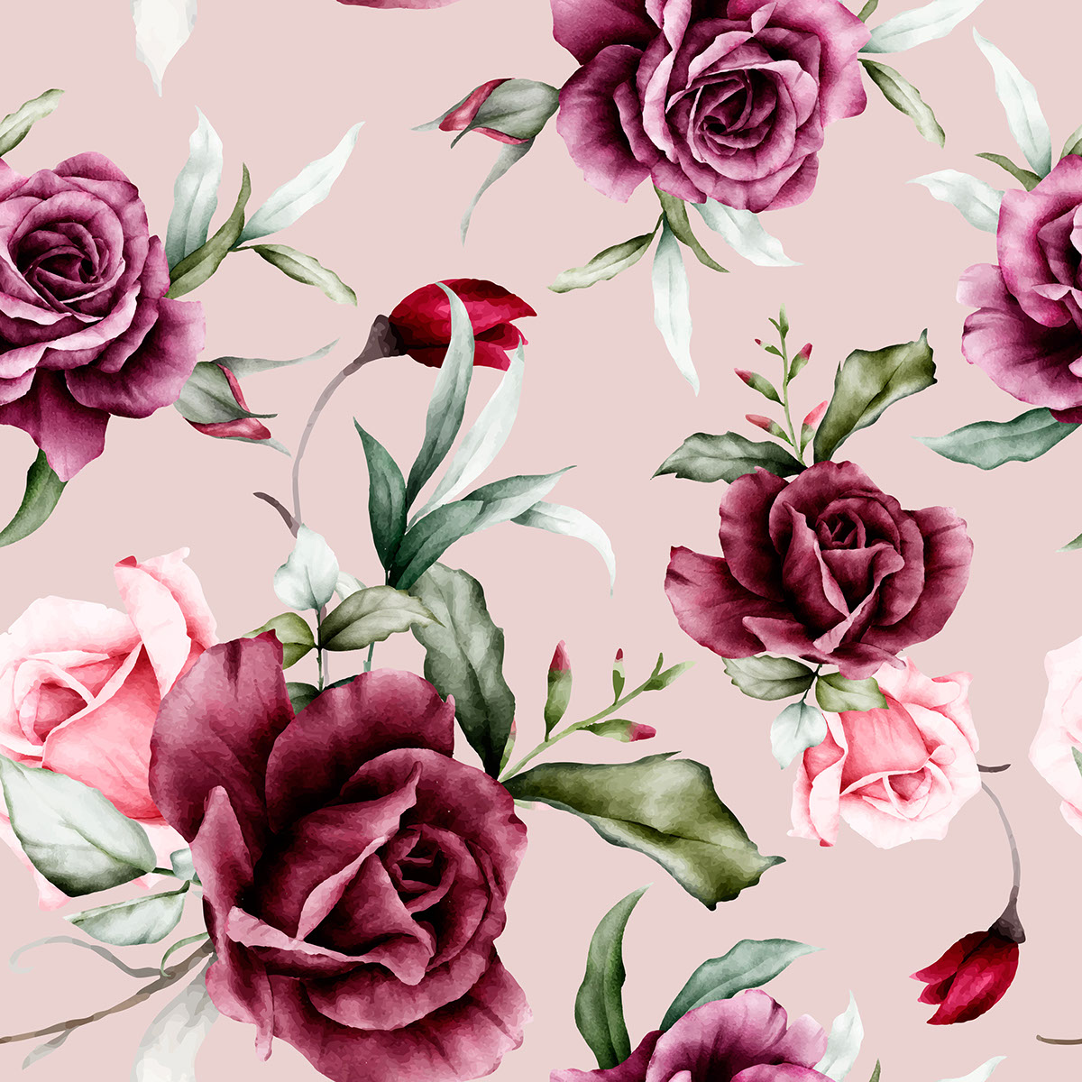 watercolor seamless pattern design rendition image