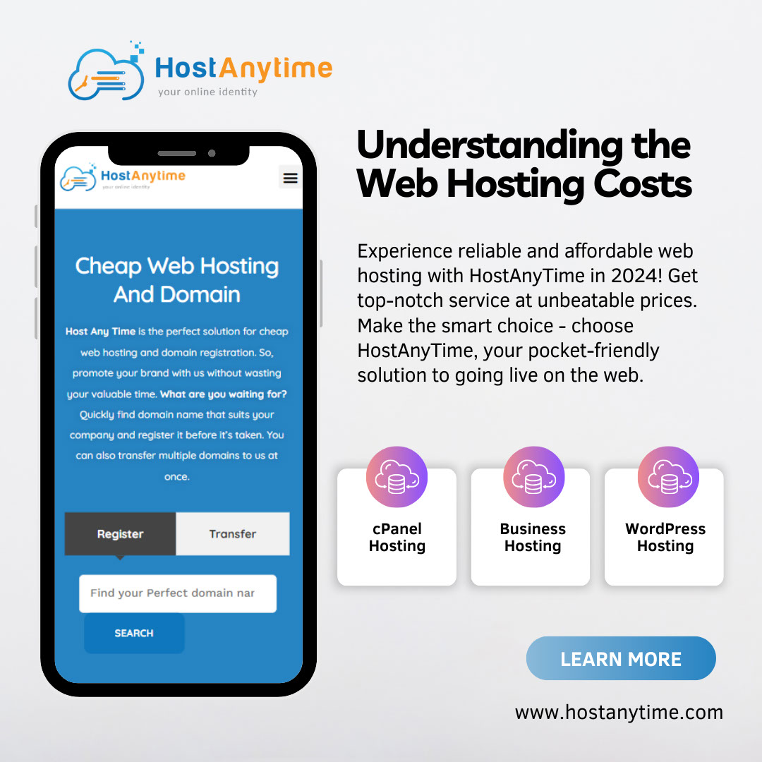 HostAnyTime web hosting cost rendition image