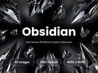Obsidian - Gemstone 3D Black Crystal Collection