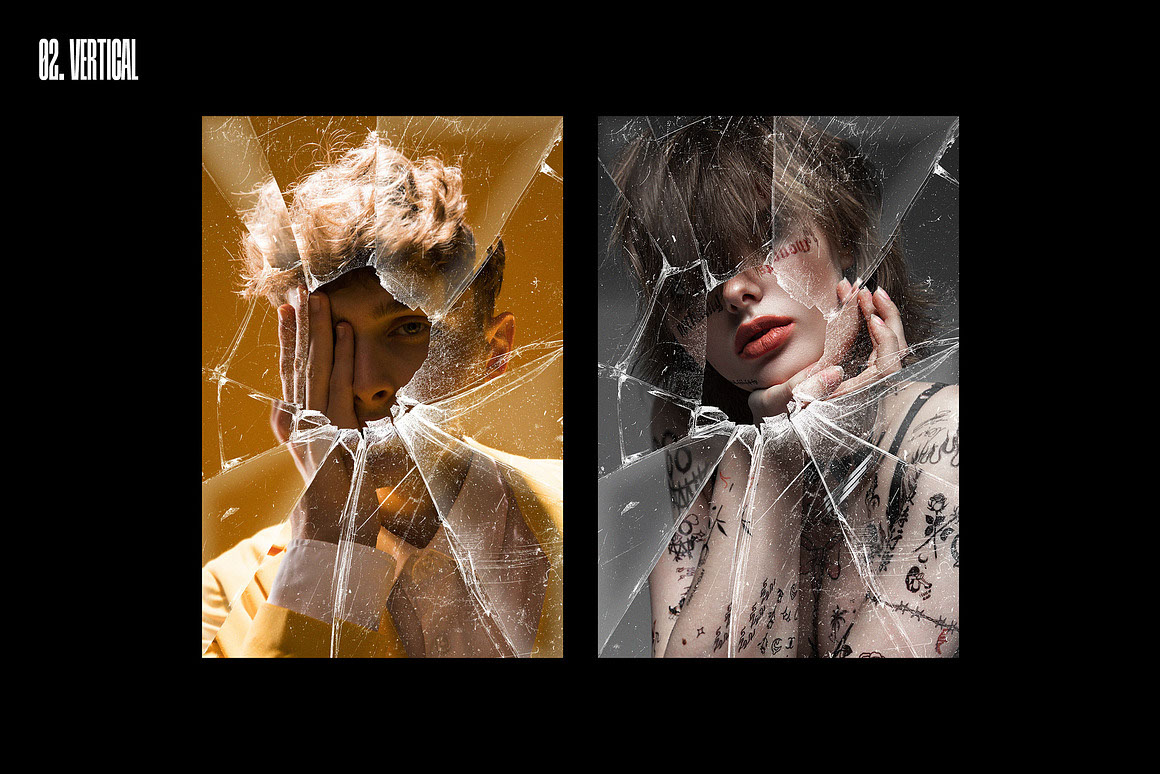 Broken Glass Photo Effects Bundle rendition image