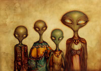 Vintage Alien Family Portrait