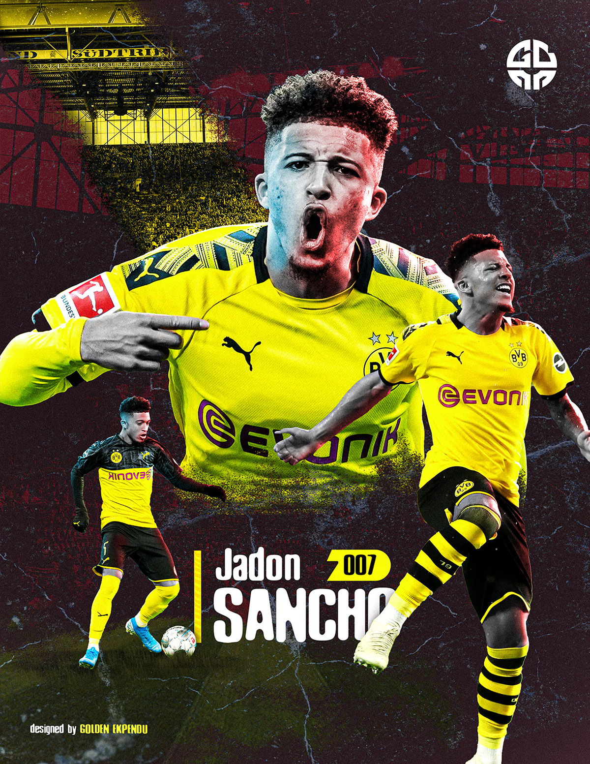 Jadon Sacho Dortmund Poster by Golden Ekpendu rendition image