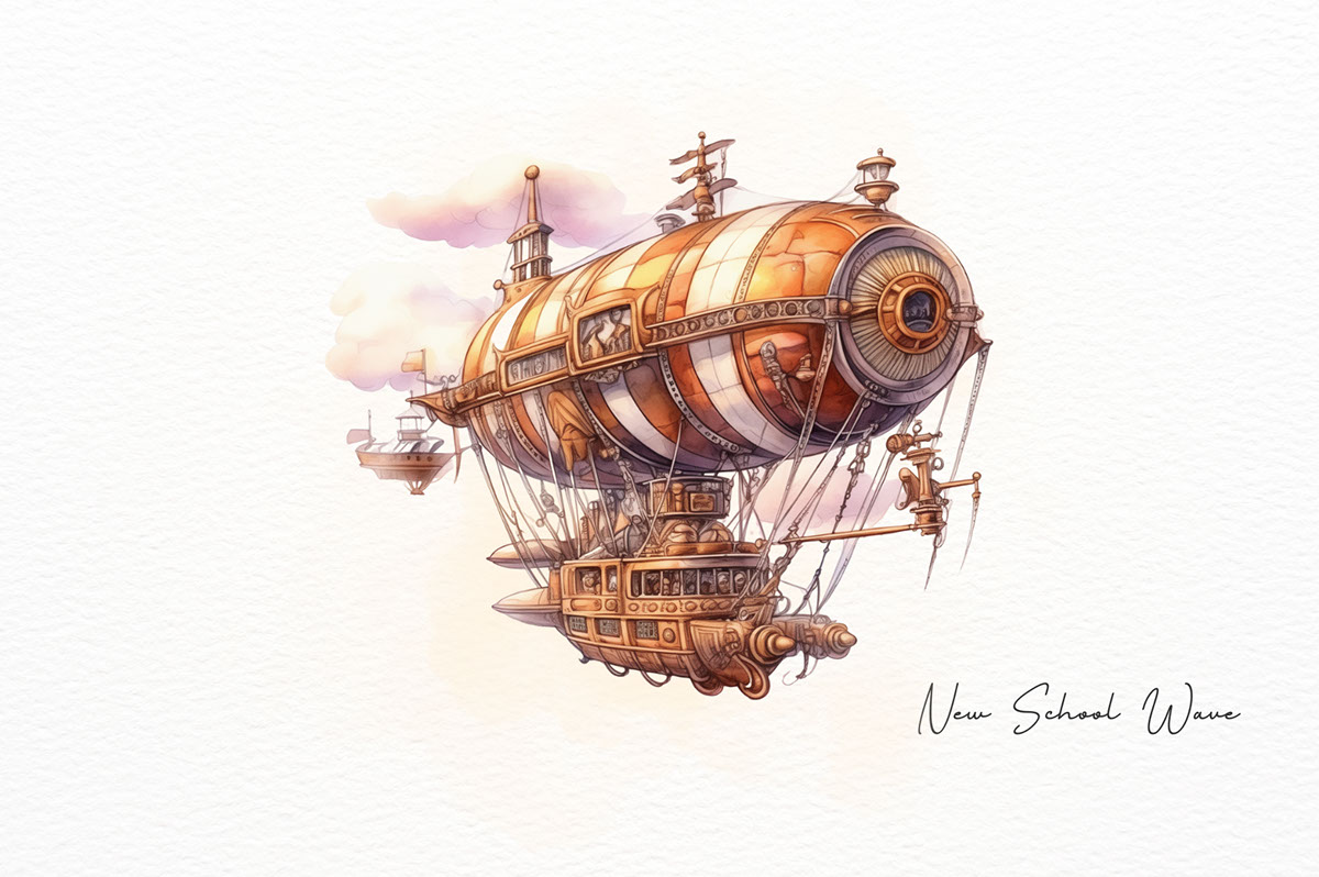 Watercolor Steampunk rendition image