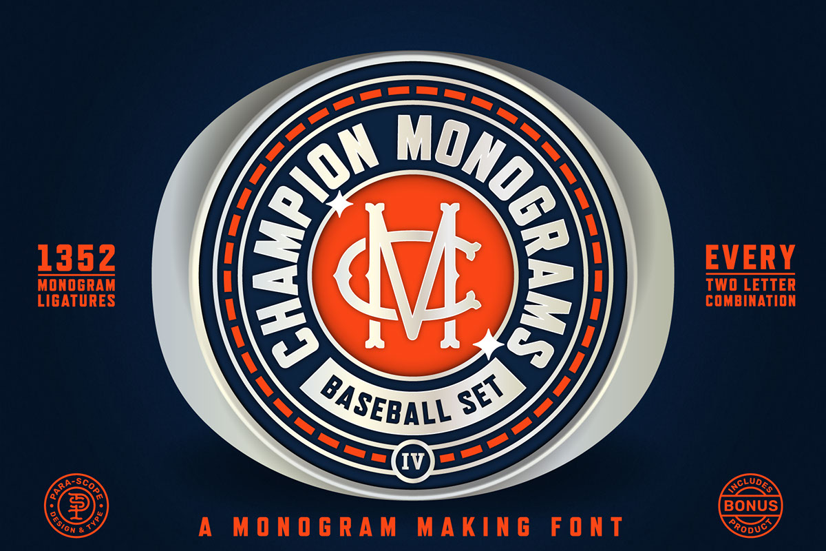 Champion Monograms Font Baseball Set 4 rendition image
