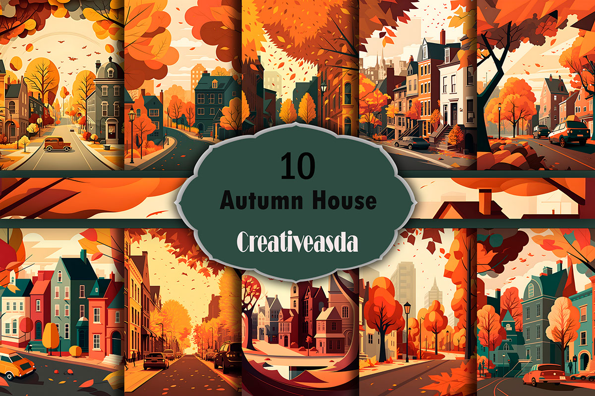 Autumn House Paper Art illustrations rendition image