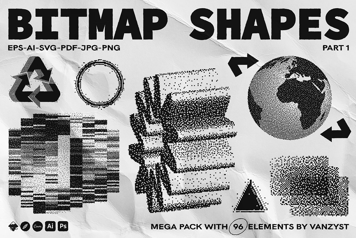 96 Bitmap Vector Shapes Part 1 rendition image