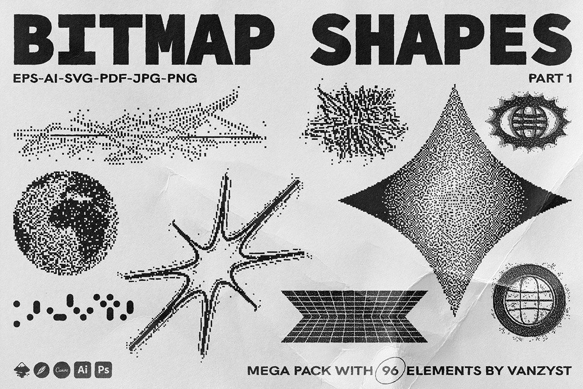 96 Bitmap Vector Shapes Part 1 rendition image