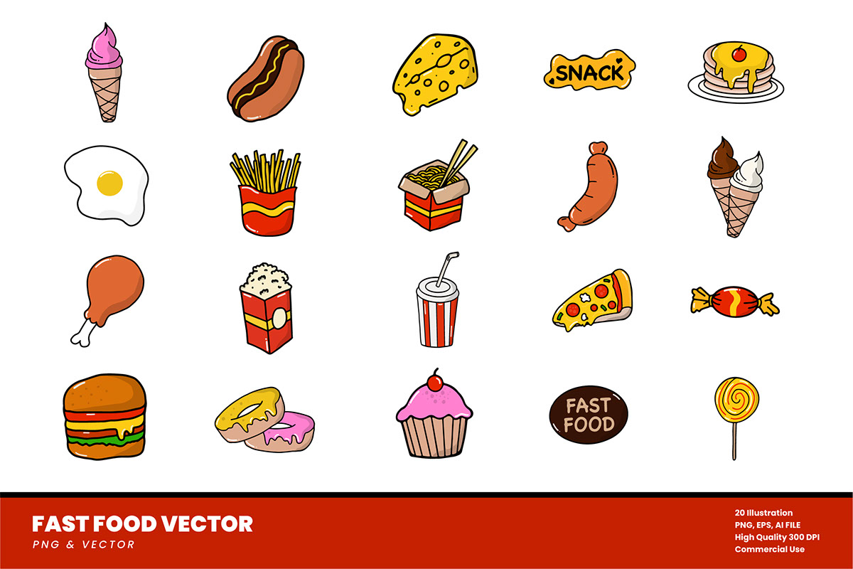 20 Fast Food Vector rendition image