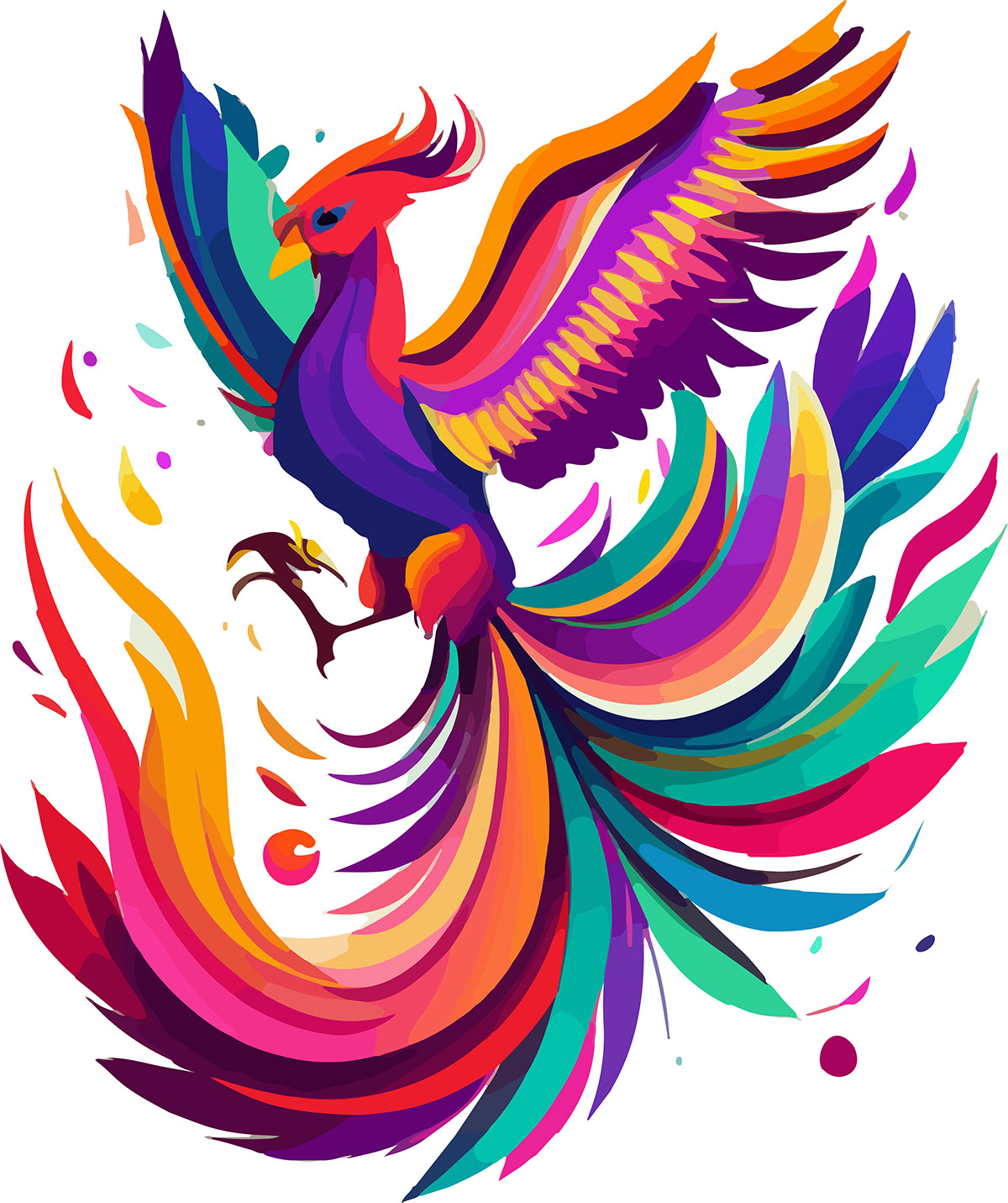 A Stylized Male Phoenix in 2D Cartoon rendition image