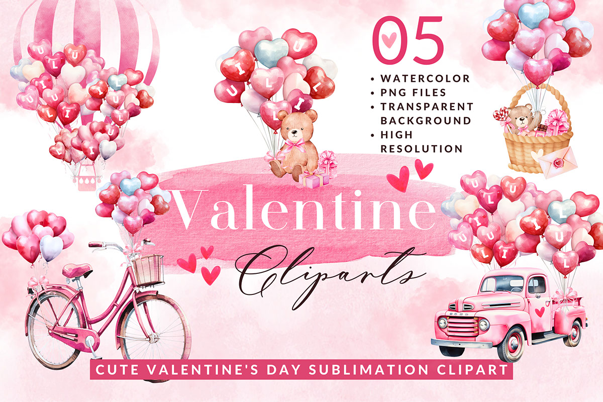 Cute Valentines Day Sublimation Clipart rendition image
