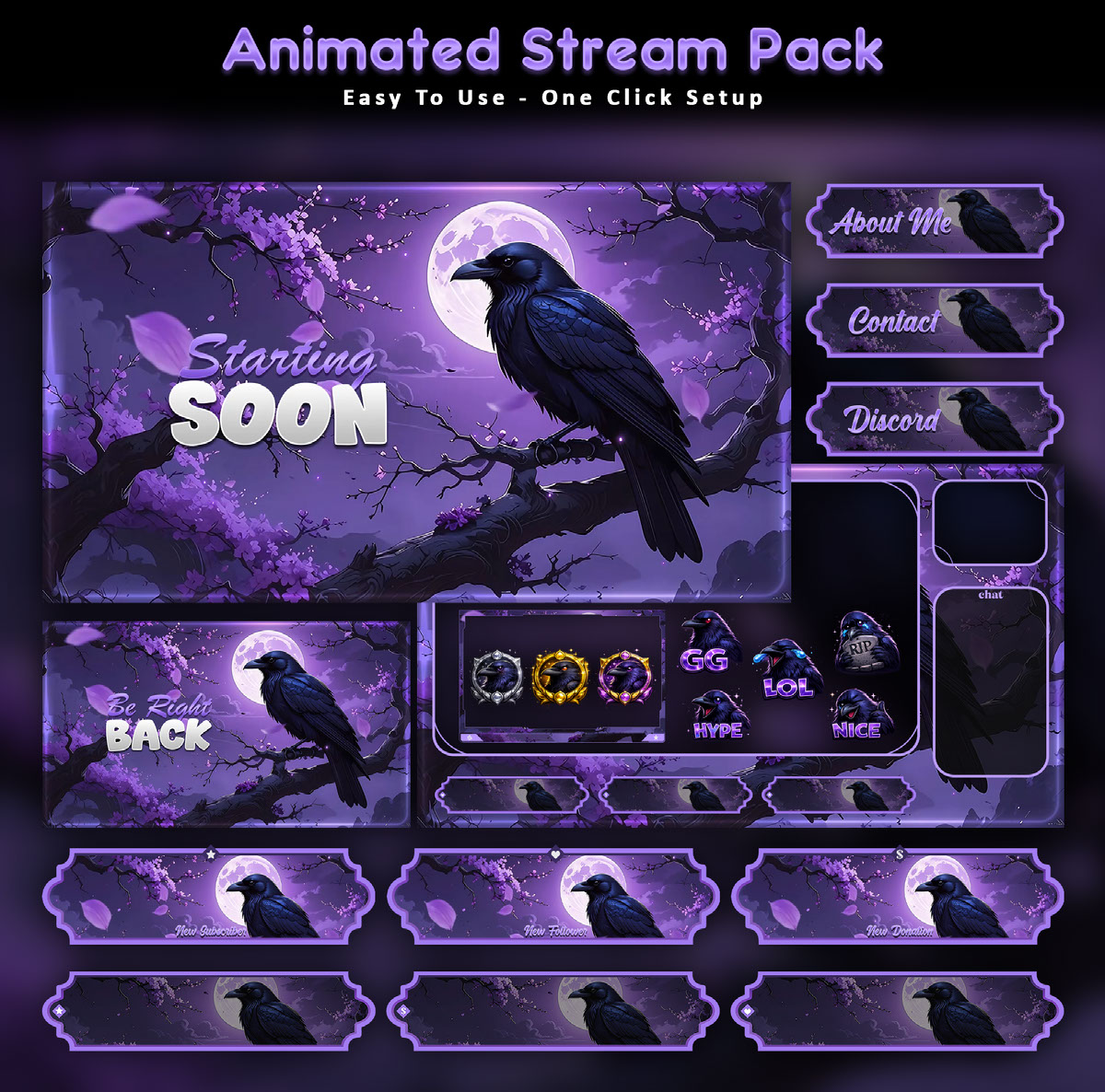 Moonlight Raven Twitch Overlay Stream Overlay on Behance :: Behance