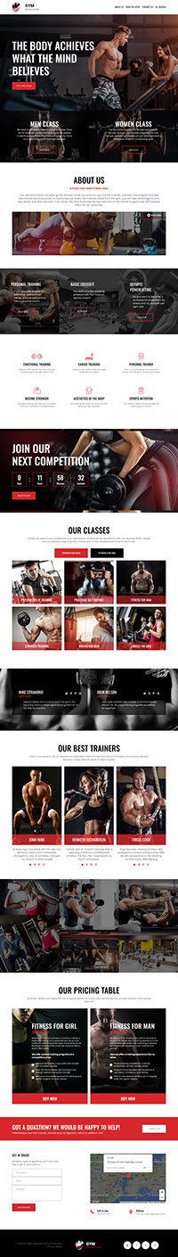 GYM professional landing page website