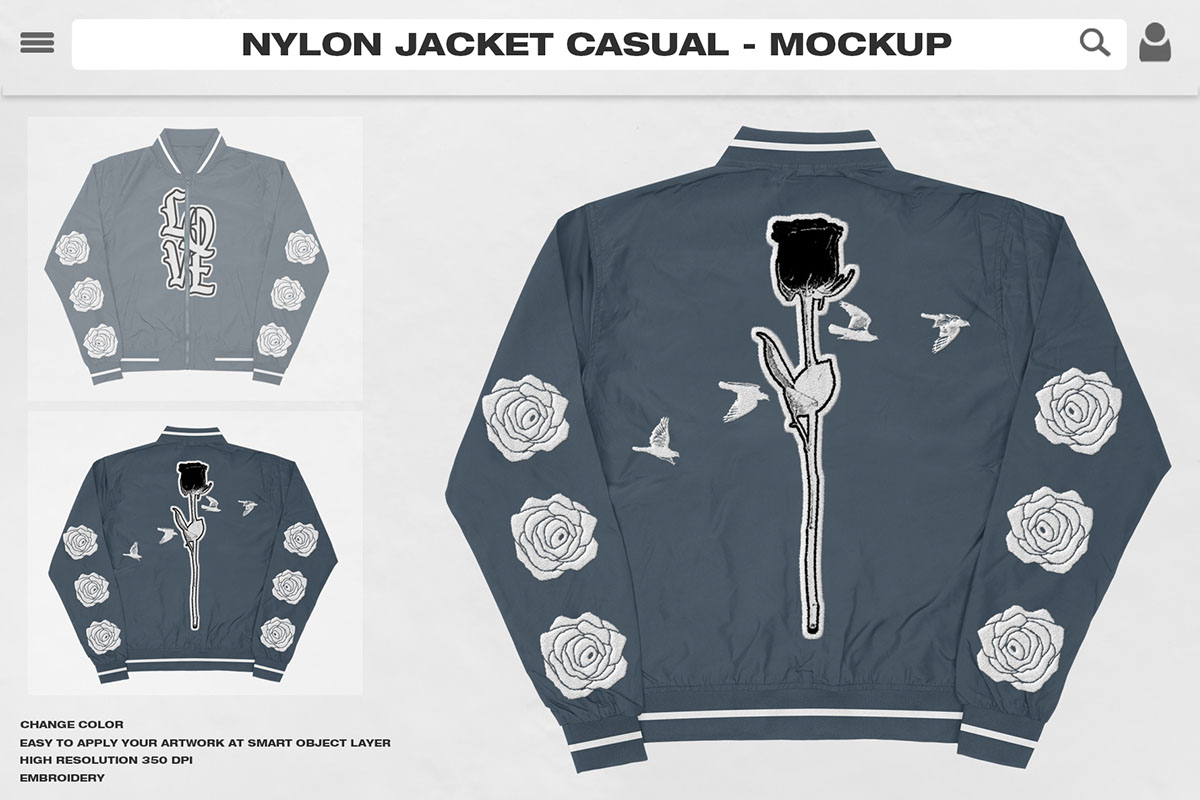 Nylon Jacket Casual - Mockup Link rendition image