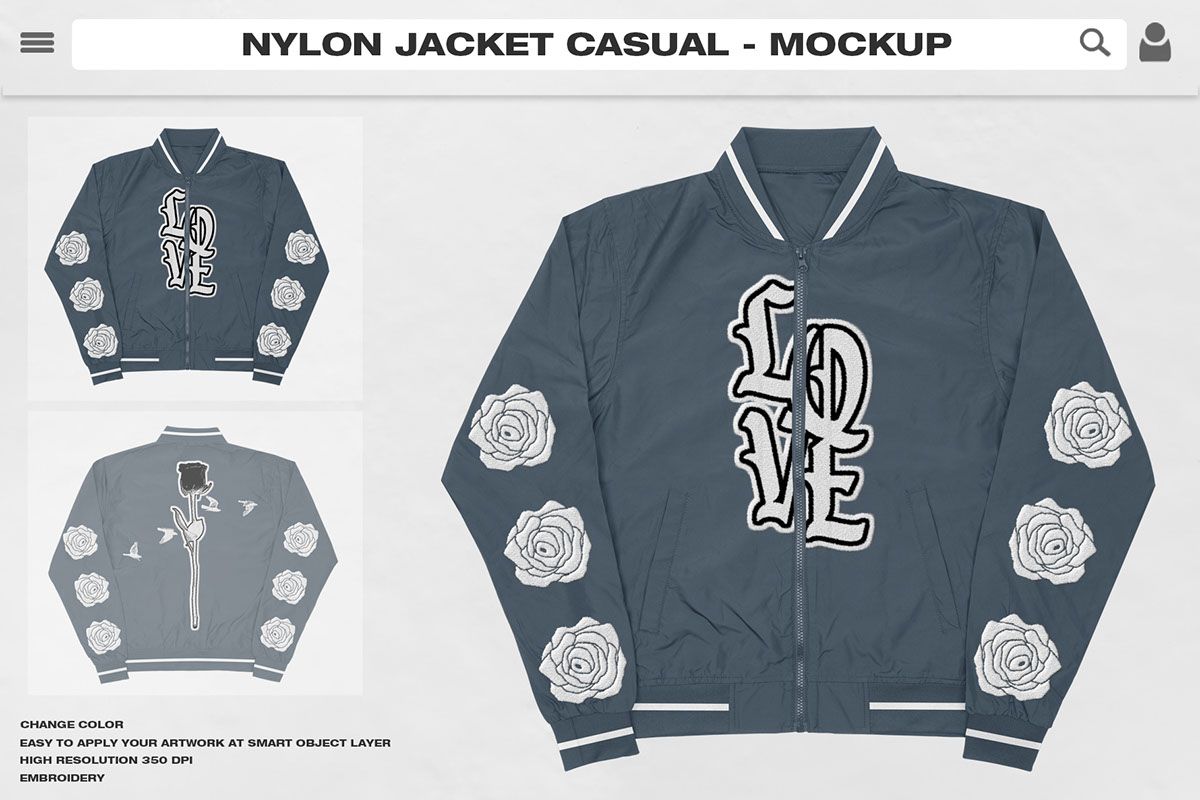 Nylon Jacket Casual - Mockup Link rendition image