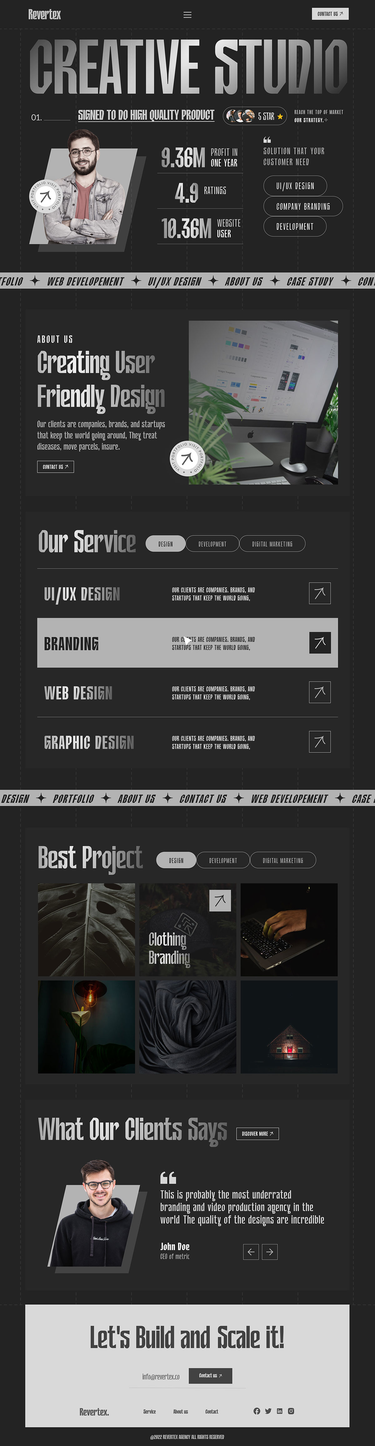 Creative studio Landing Page Design rendition image