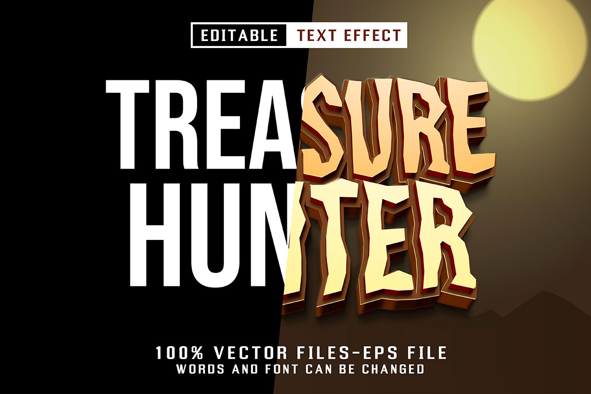 Treasure Hunter Editable Text Effect rendition image