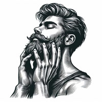 A beard man slathering on his face with balm