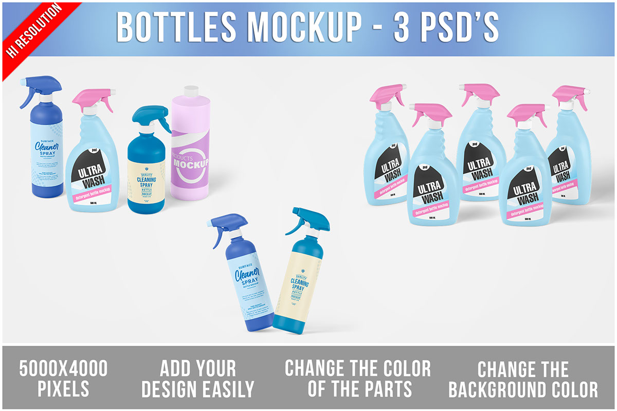Bottles Cleaners Mockup rendition image