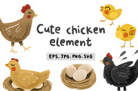 Cute Chicken Element Illustration