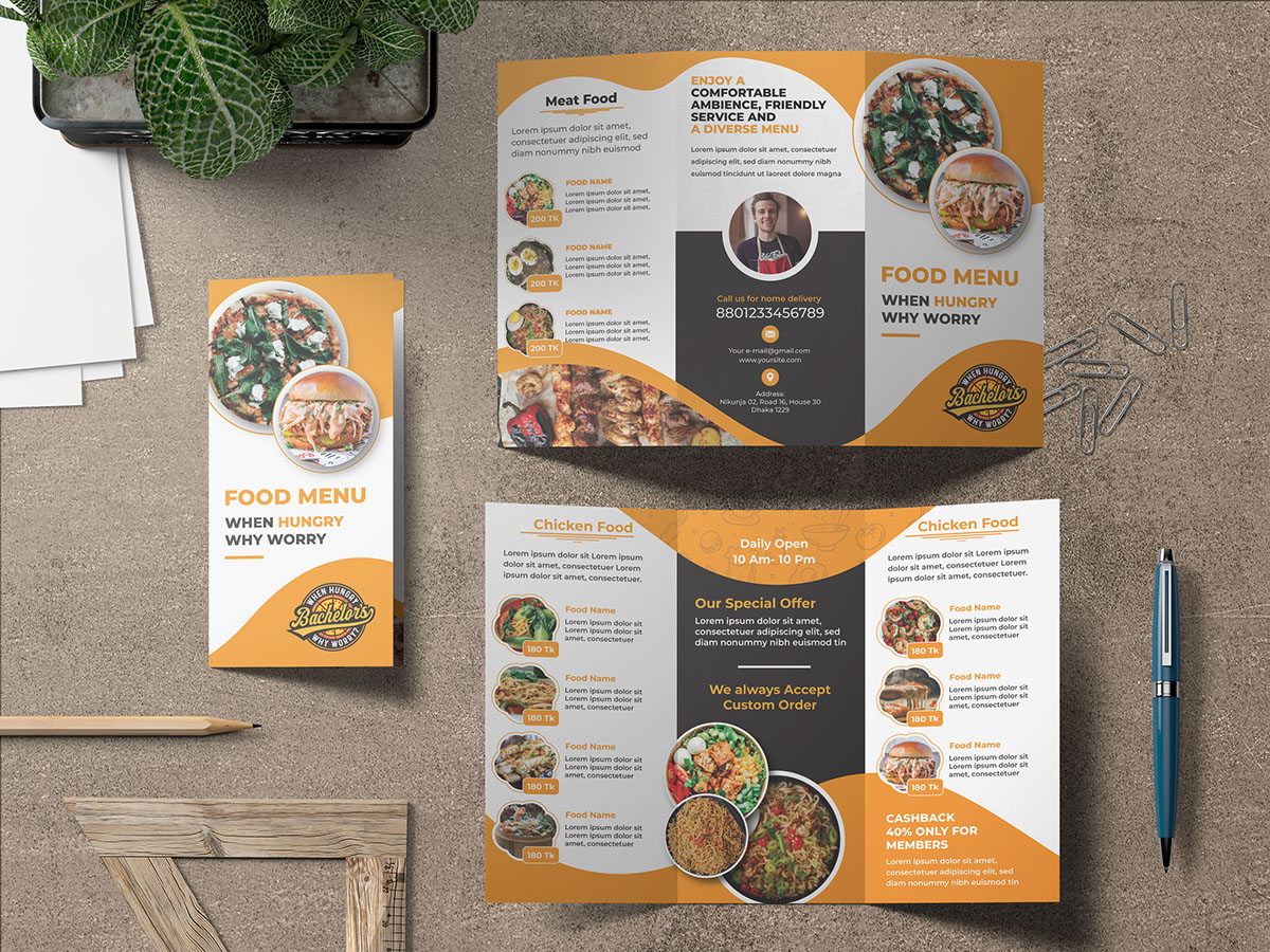 Tri Fold Food Brochure rendition image