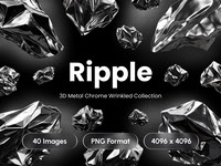 Ripple - 3D Metal Chrome Wrinkled Shapes Collection