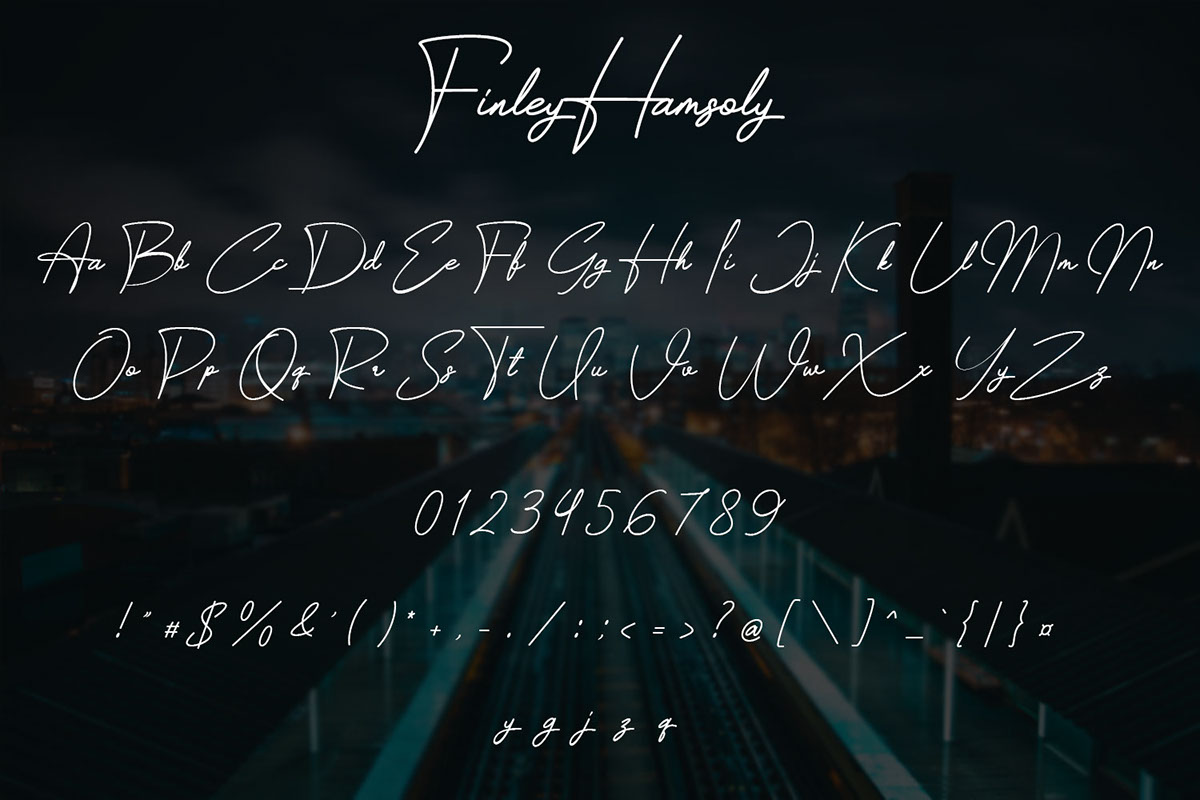 Finley Hamsoly Signature Font rendition image
