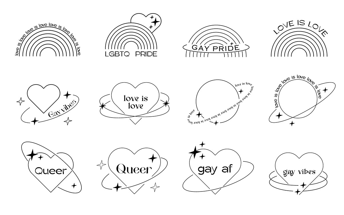 pride month y2k graphics linear PNG rendition image