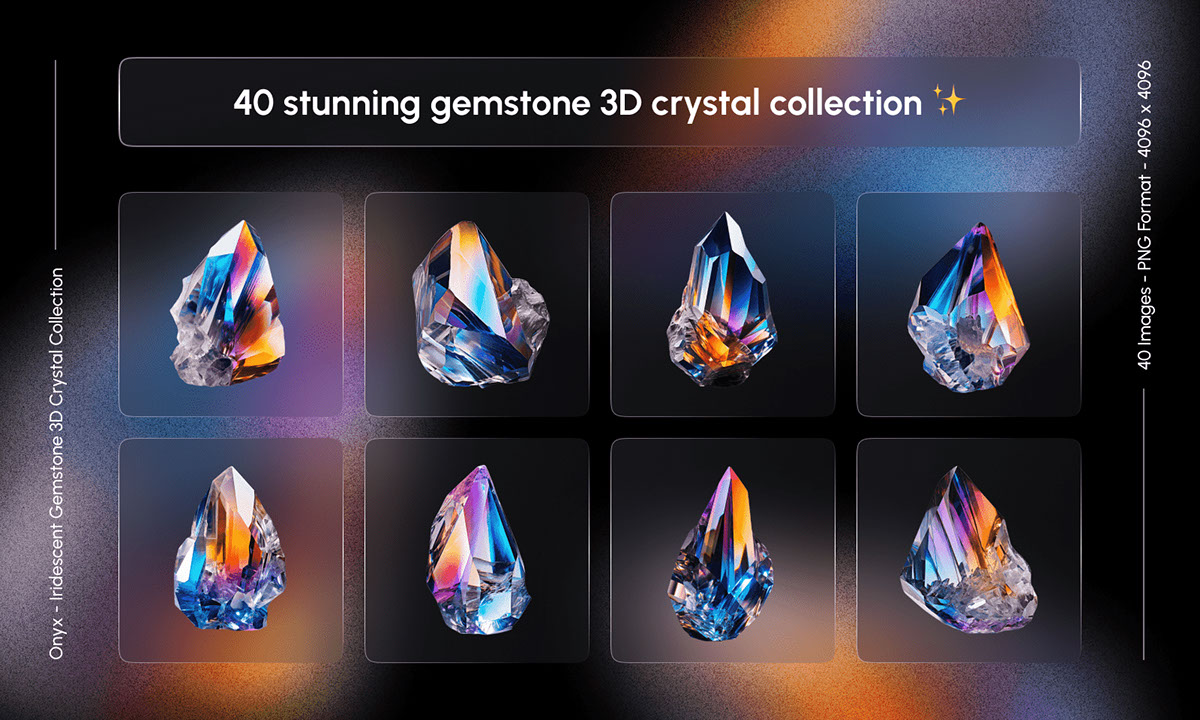 Onyx - Iridescent Gemstone 3D Crystal Collection rendition image