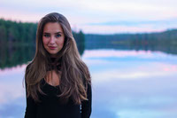 Portrait enhance - blonde girl near lake