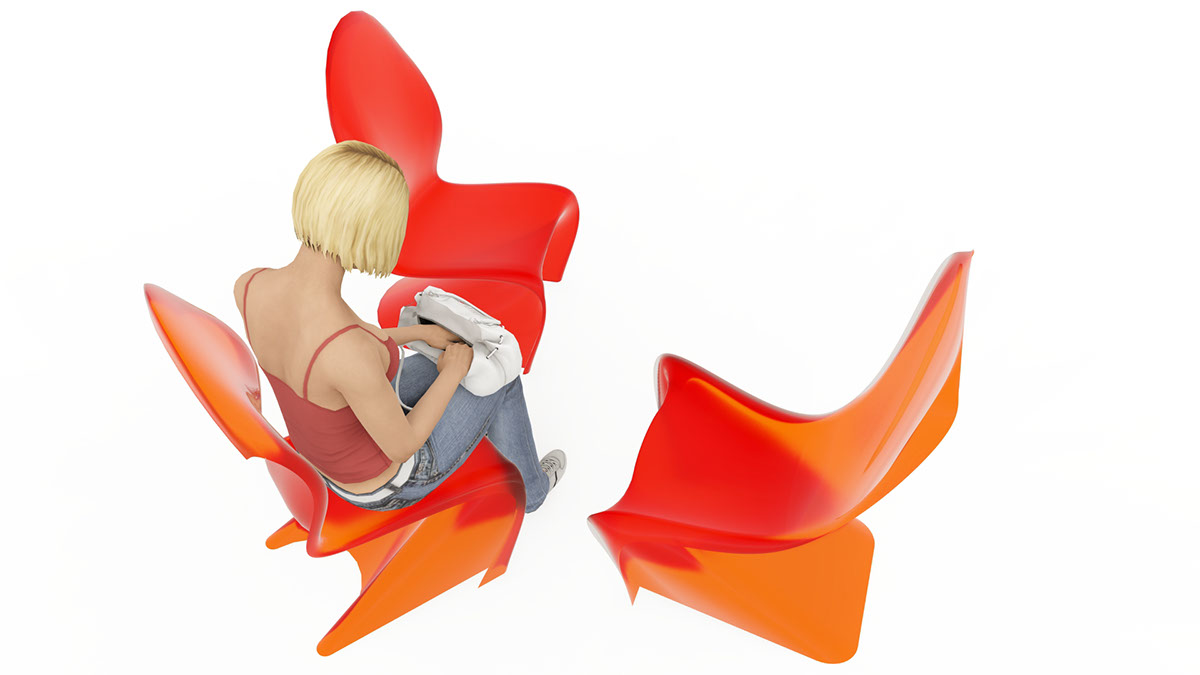 Candy chair for 3D print rendition image
