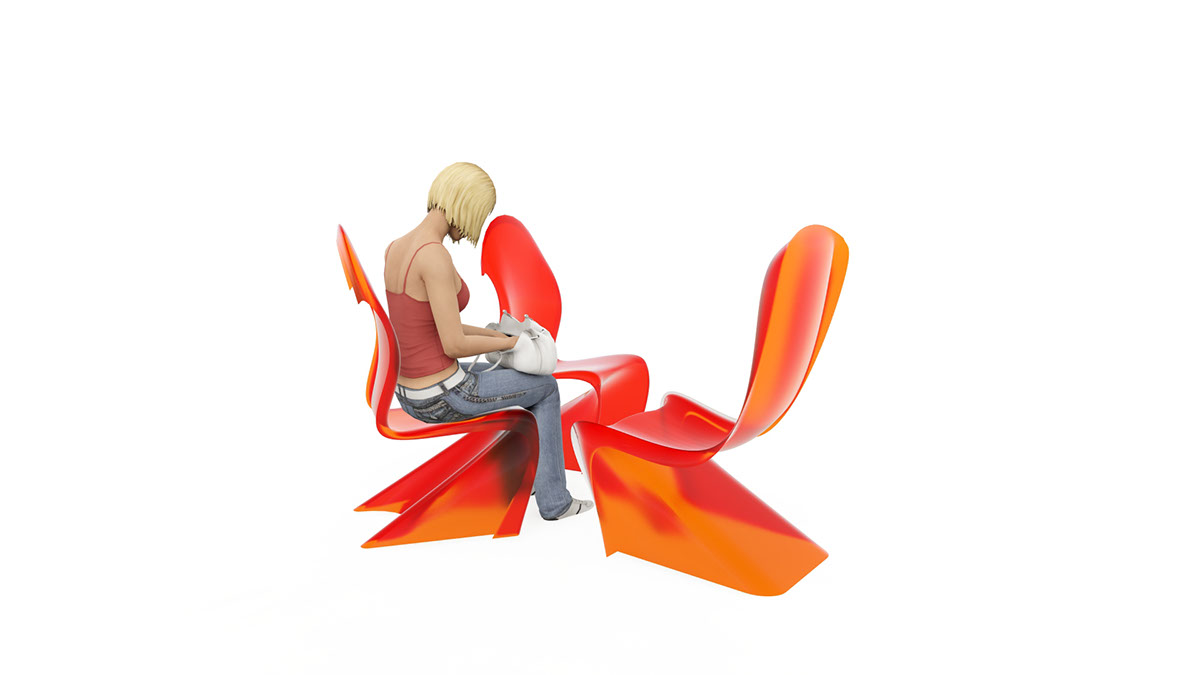 Candy chair for 3D print rendition image