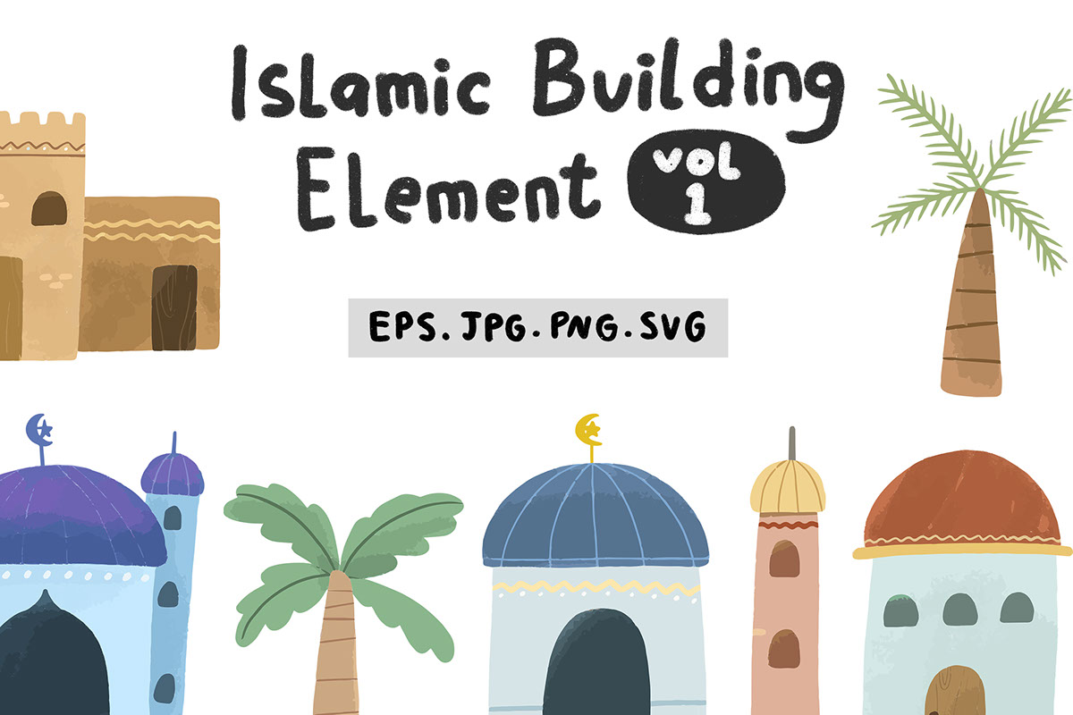 Cute Islamic Building Element rendition image