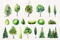 Watercolor Landscape design Trees