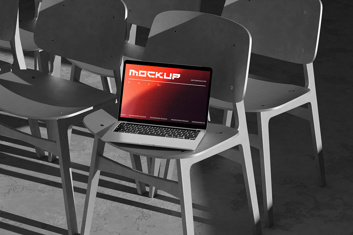 Dark Interior Macbook Mockup rendition image