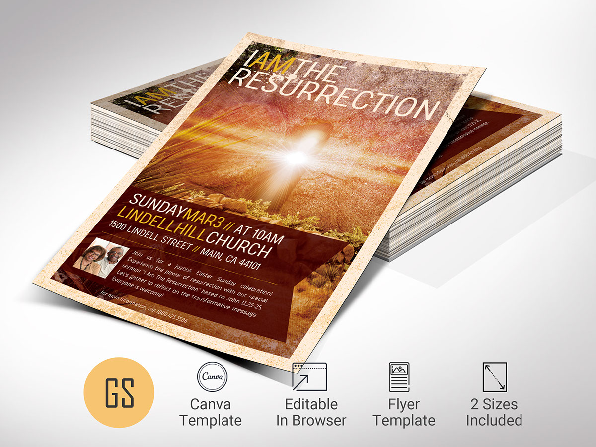 Resurrection Church Flyer Template rendition image