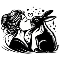 Girl kissing bunny EPS file