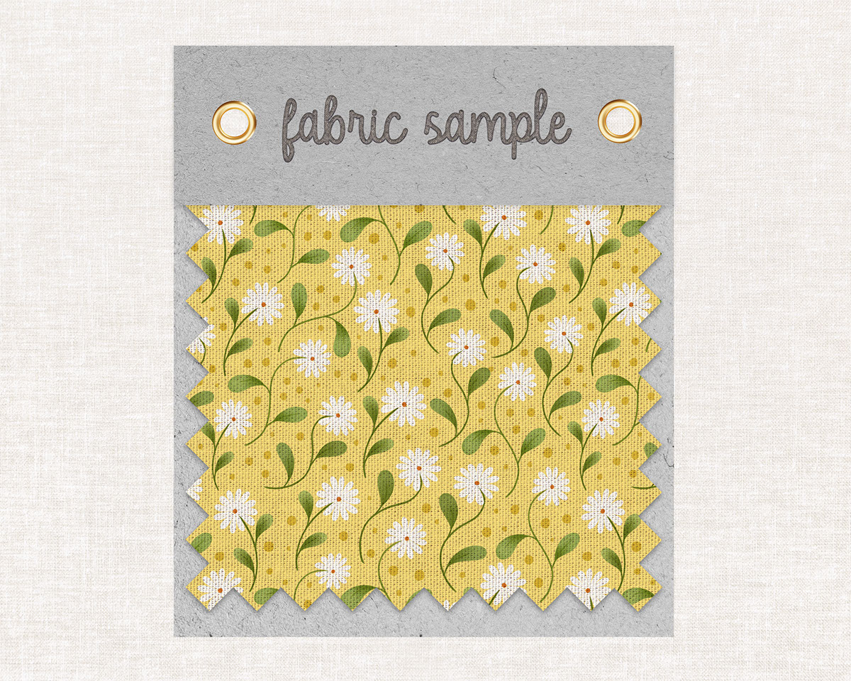 White Flowers - Seamless green and yellow patterns rendition image