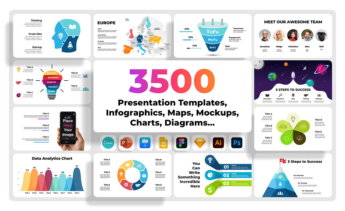3500 Infographics and Presentation Templates Bundle rendition image