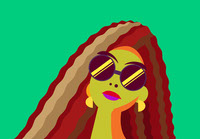 Female wearing sunglasses - Vibrant Green