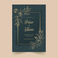 Golden wedding invitation template