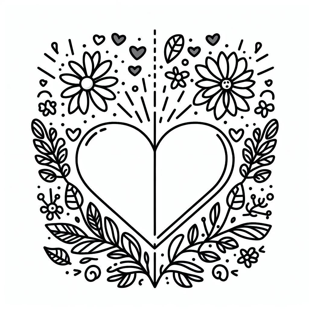 Simple Hearts Valentine Coloring Pages rendition image