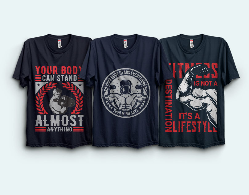 Fitness T shirt Design rendition image