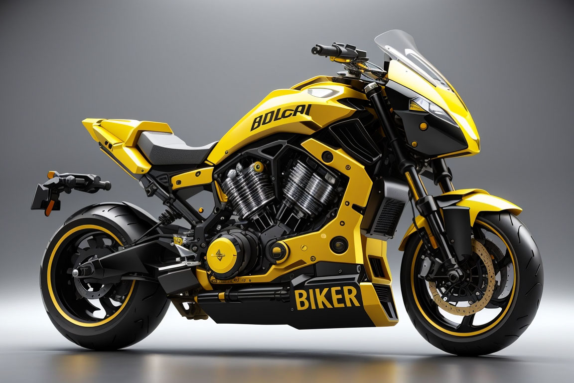 Dream Yellow and Black Color Bike rendition image