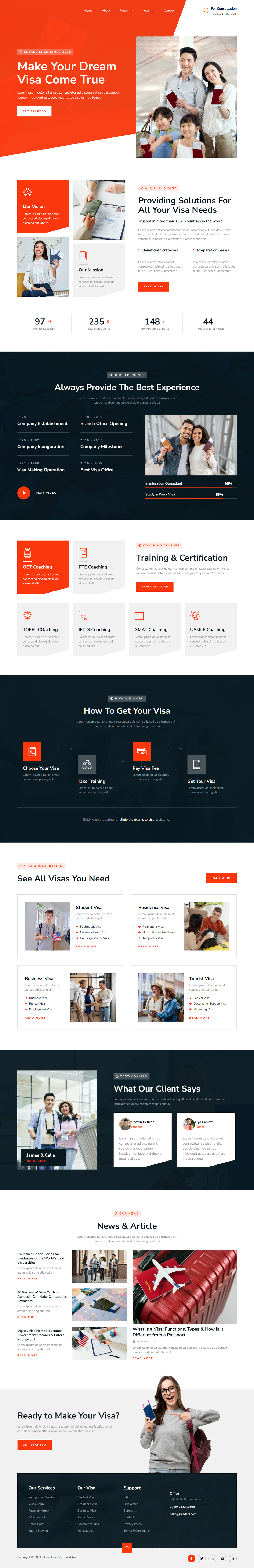 Immigration and Visa Consulting Website rendition image