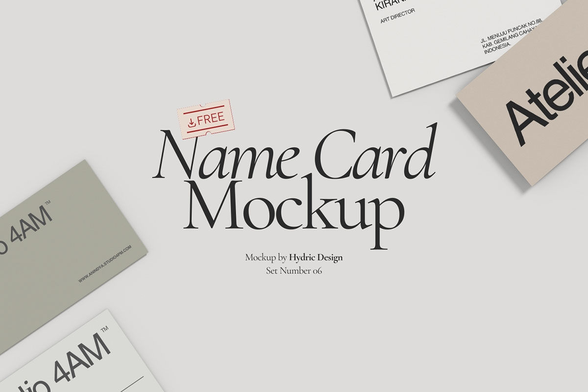 Free Mockup Clean Minimalist Name Card rendition image